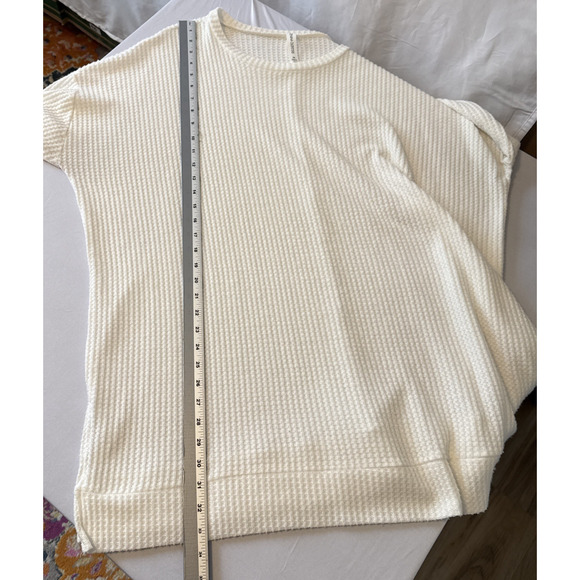 Zenana Outfitters Plus 3X Boho Chic Soft Waffle Knit Tunic Ivory Cottagcore Fall - Picture 8 of 10